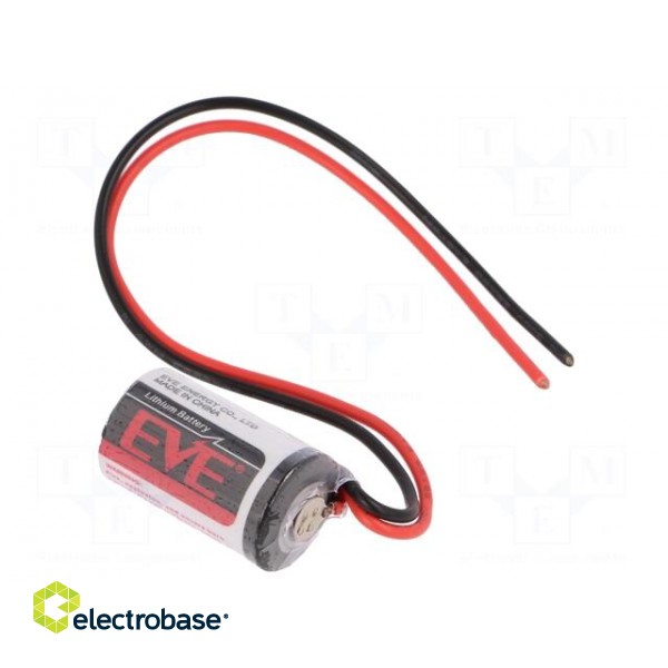 Battery: lithium | 3.6V | 1/2AA,1/2R6 | 150mm leads | Ø14.5x25.4mm