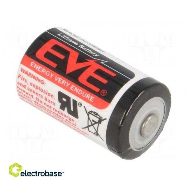 Battery: lithium | 3.6V | 1/2AA,1/2R6 | Ø14.5x25.4mm | 1200mAh