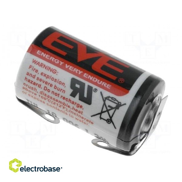 Battery: lithium | 3.6V | 1/2AA,1/2R6 | soldering lugs | Ø14.5x25.4mm