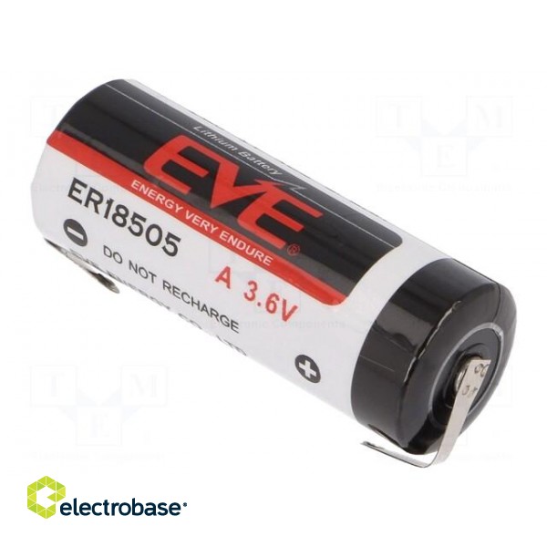 Battery: lithium | 3.6V | 18505 | soldering lugs | Ø18.7x50.5mm