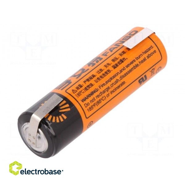 Battery: lithium | 3.6V | AA | soldering lugs | Ø14.5x50.6mm | 2100mAh