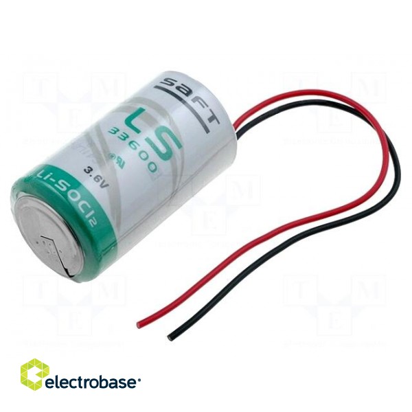 Battery: lithium | 3.6V | D | 17000mAh | non-rechargeable | leads 150mm