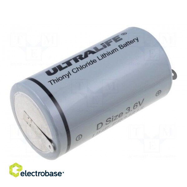 Battery: lithium | 3.6V | D | soldering lugs | Ø34.2x61.5mm | 19000mAh
