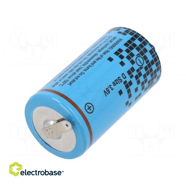 Battery: lithium | 3.6V | D | soldering lugs | Ø34.2x61.5mm | 14500mAh