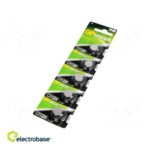Battery: lithium | 3V | CR1220,coin | 35mAh | non-rechargeable | 5pcs.