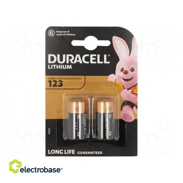 Battery: lithium | 3V | CR123A,R123 | non-rechargeable | Ø17x34mm