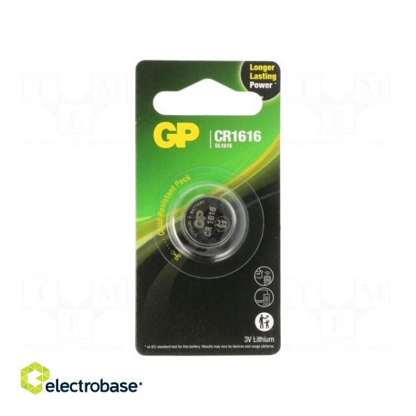 Battery: lithium | 3V | CR1616,coin | 55mAh | non-rechargeable