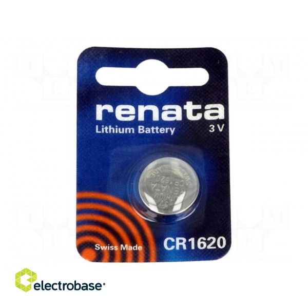 Battery: lithium | 3V | CR1620,coin | Batt.no: 1 | Ø16x2mm | 68mAh