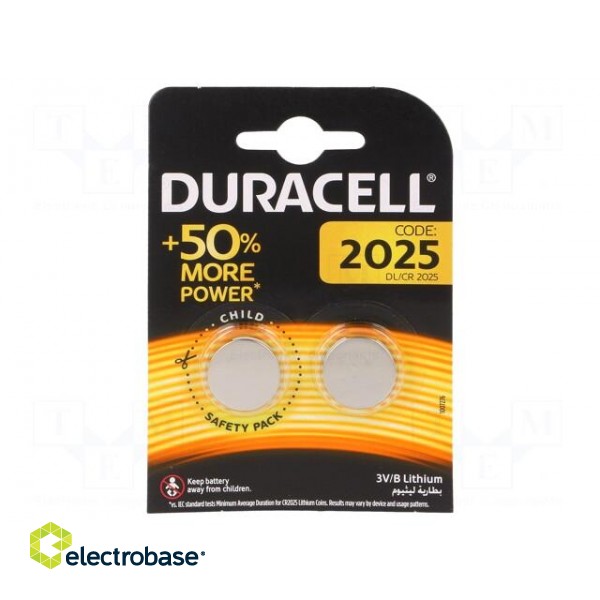 Battery: lithium | 3V | CR2025,coin | non-rechargeable | Ø20x2.5mm