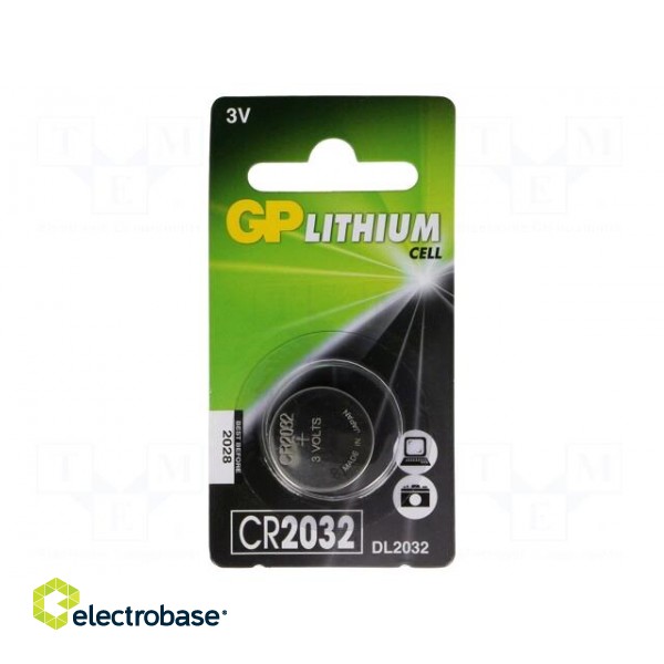 Battery: lithium | 3V | CR2032,coin | 220mAh | non-rechargeable | 1pcs.