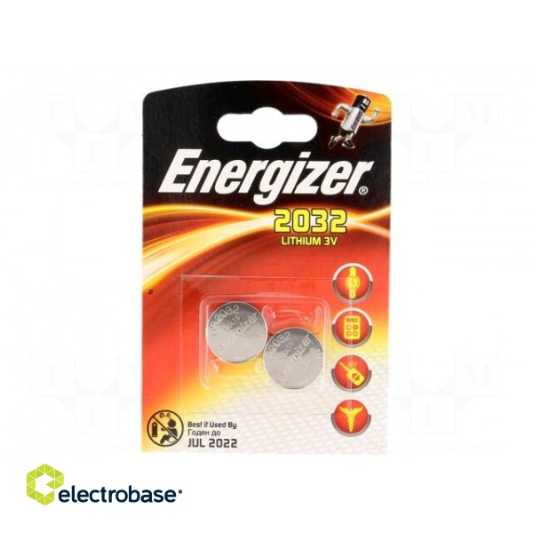 Battery: lithium | 3V | CR2032,coin | 235mAh | non-rechargeable | 2pcs.