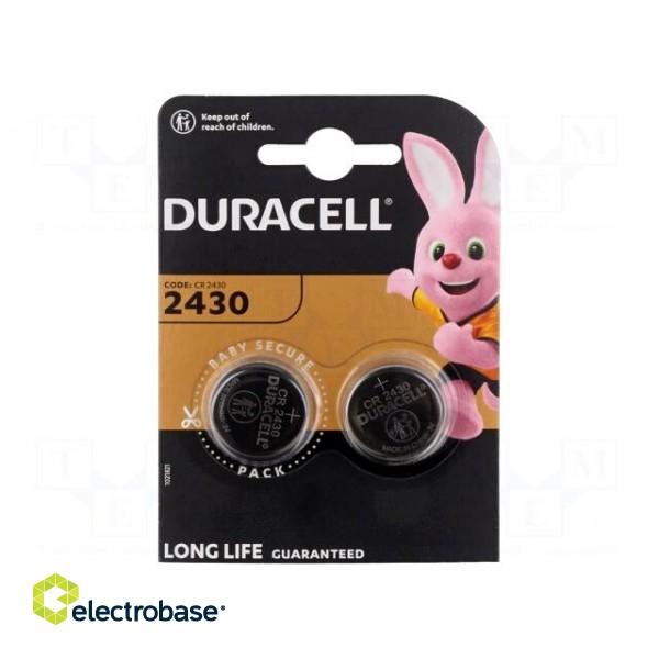 Battery: lithium | 3V | CR2430,coin | non-rechargeable | Ø24x3mm