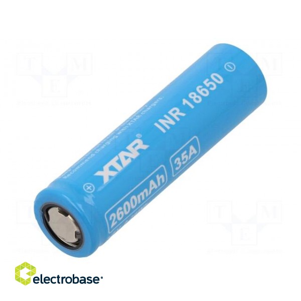 Re-battery: Li-Ion | 18650,MR18650 | 3.6V | 2600mAh | Ø18.6x65mm | 30A