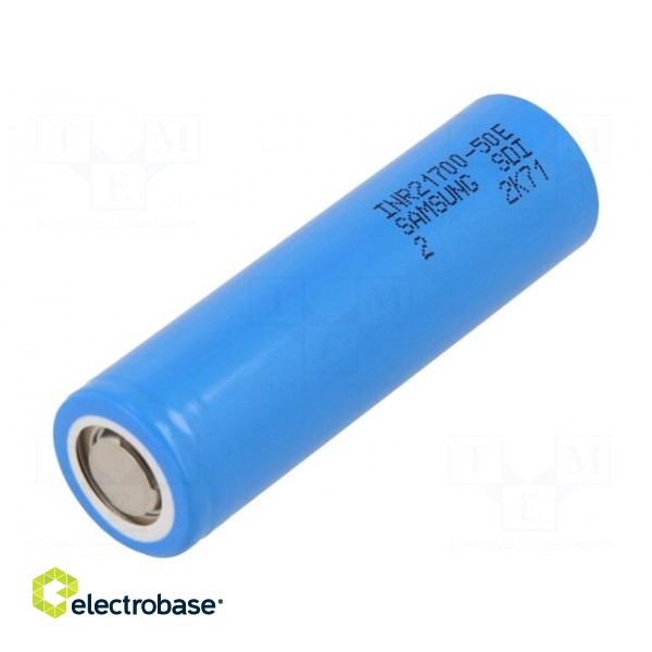 Re-battery: Li-Ion | 21700 | 3.6V | 5000mAh | Ø21.2x70.8mm | 10A