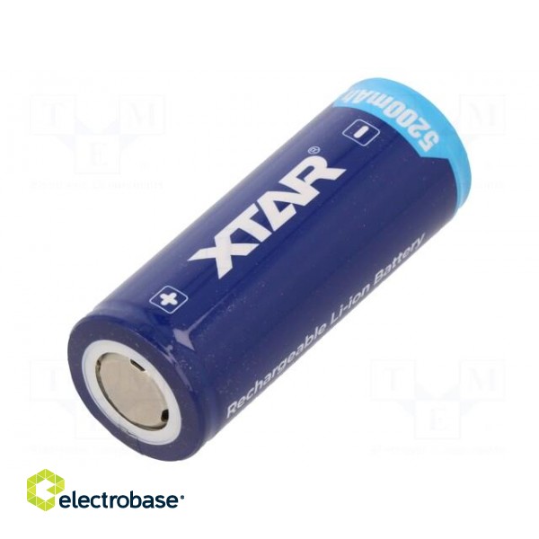Re-battery: Li-Ion | 26650 | 3.7V | 5200mAh | Ø26.6x68mm | 7A
