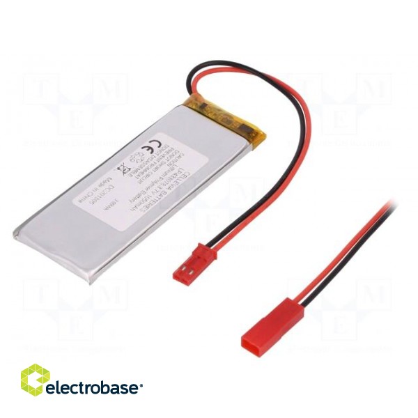 Re-battery: Li-Po | 3.7V | 1050mAh | cables | 4.3x30x78mm