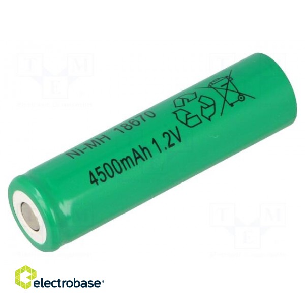 Re-battery: Ni-MH | 4/3A,4/3R23 | 1.2V | 4500mAh | Ø18x67mm