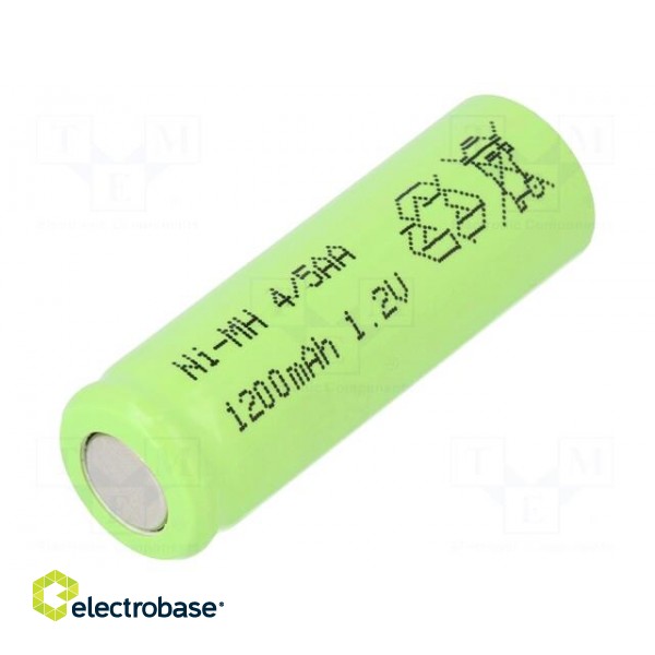Re-battery: Ni-MH | 4/5AA | 1.2V | 1200mAh | Ø13.9x42.6mm