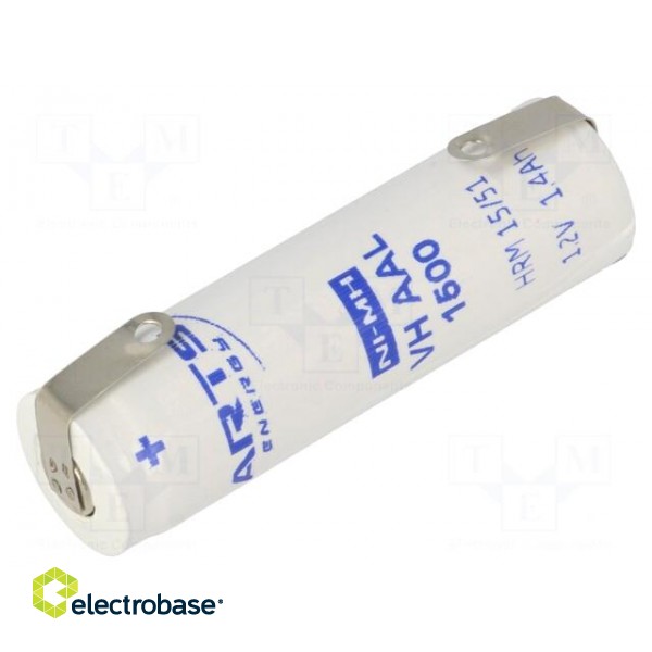 Re-battery: Ni-MH | AA | 1.2V | 1500mAh | soldering lugs | Ø14x49.2mm