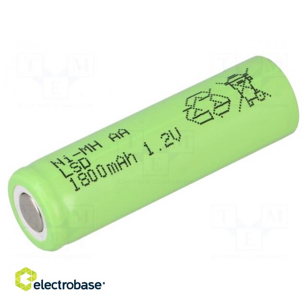 Re-battery: Ni-MH | AA | 1.2V | 1800mAh | Ø14.2x49mm | Features: low +