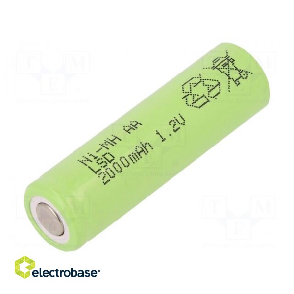 Re-battery: Ni-MH | AA | 1.2V | 2000mAh | Ø14.5x49mm | Features: low +