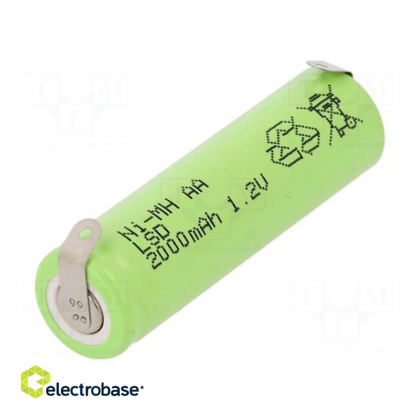 Re-battery: Ni-MH | AA | 1.2V | 2000mAh | soldering lugs | Ø14.5x49.5mm