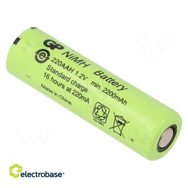 Re-battery: Ni-MH | AA | 1.2V | 2200mAh | Ø14.5x49.5mm