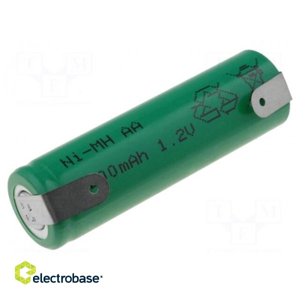 Re-battery: Ni-MH | AA | 1.2V | 2200mAh | soldering lugs | Ø14.5x48.7mm