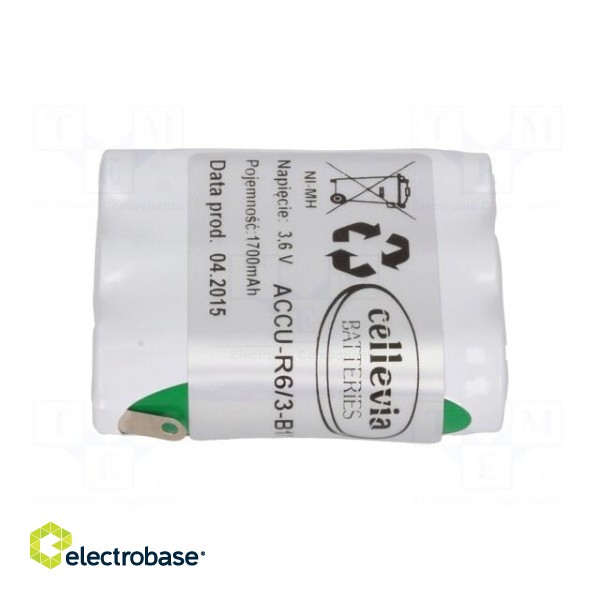 Re-battery: Ni-MH | AA | 3.6V | 1700mAh | soldering lugs | 42x14x50mm image 3