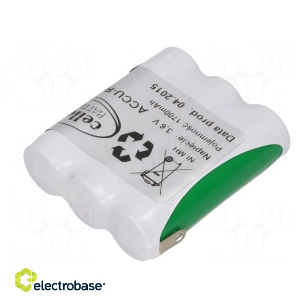 Re-battery: Ni-MH | AA | 3.6V | 1700mAh | soldering lugs | 42x14x50mm image 6