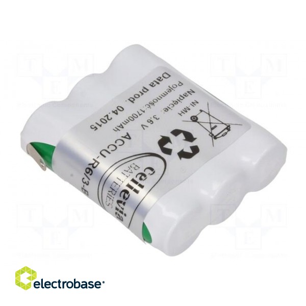 Re-battery: Ni-MH | AA | 3.6V | 1700mAh | soldering lugs | 42x14x50mm image 4