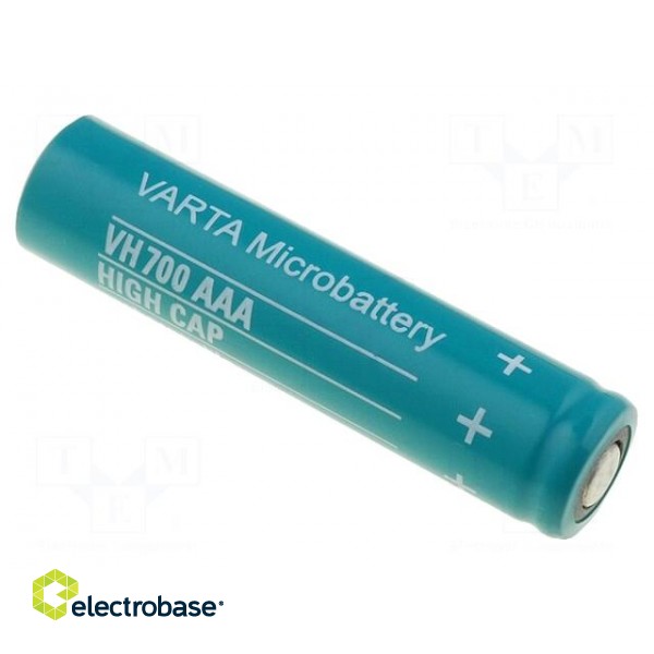 Re-battery: Ni-MH | AAA,R3 | 1.2V | 700mAh | Ø10.5x43.7mm