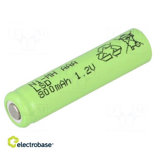 Re-battery: Ni-MH | AAA,R3 | 1.2V | 800mAh | Ø10.1x44mm