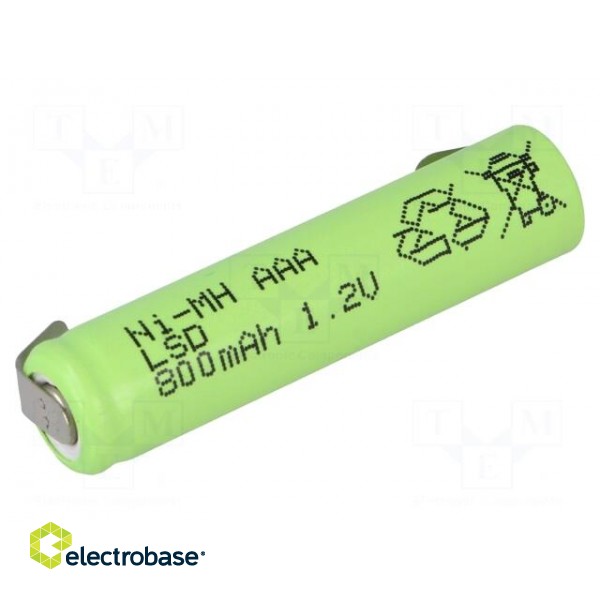 Re-battery: Ni-MH | AAA,R3 | 1.2V | 800mAh | soldering lugs