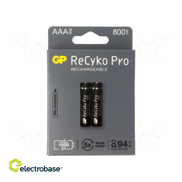 Re-battery: Ni-MH | AAA,R3 | 1.2V | 820mAh | ReCYKO PRO | blister | 2pcs.