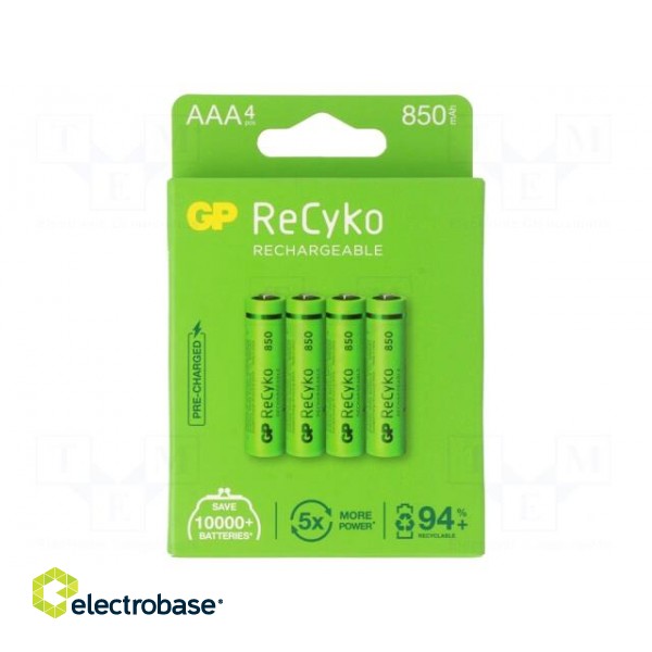 Re-battery: Ni-MH | AAA,R3 | 1.2V | 850mAh | ReCyko | blister | Ready2Use