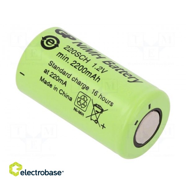 Re-battery: Ni-MH | SubC | 1.2V | 2200mAh | Ø23x43mm