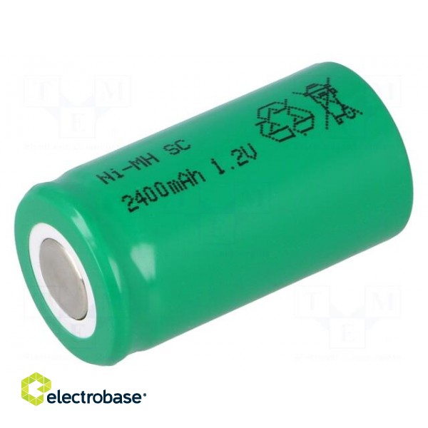Re-battery: Ni-MH | SubC | 1.2V | 2400mAh | Ø22x42mm