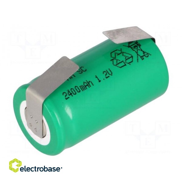 Re-battery: Ni-MH | SubC | 1.2V | 2400mAh | soldering lugs | Ø22x44mm