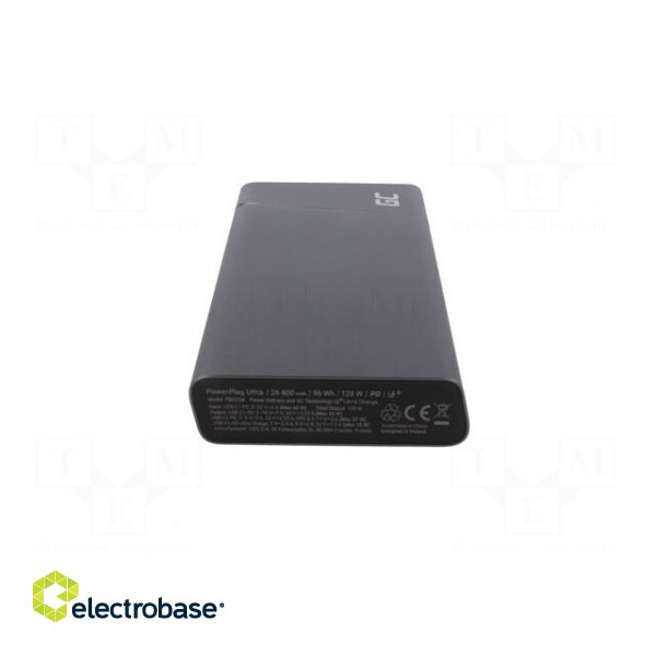 Re-battery: powerbank | 26800mAh | 3A | Colour: black | Sockets: 4 image 7