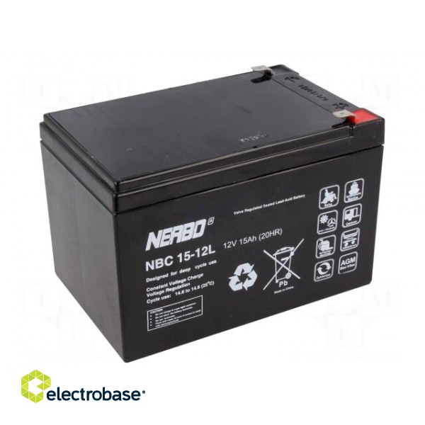 Re-battery: acid-lead | 12V | 15Ah | AGM | maintenance-free