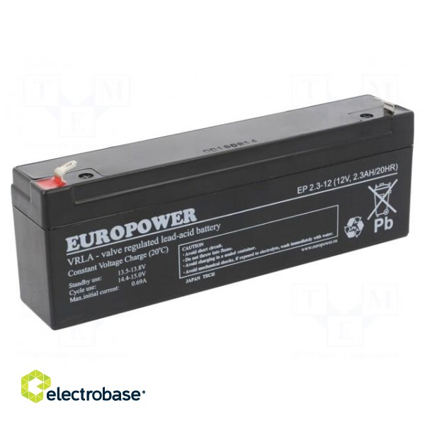 Re-battery: acid-lead | 12V | 2.3Ah | AGM | maintenance-free