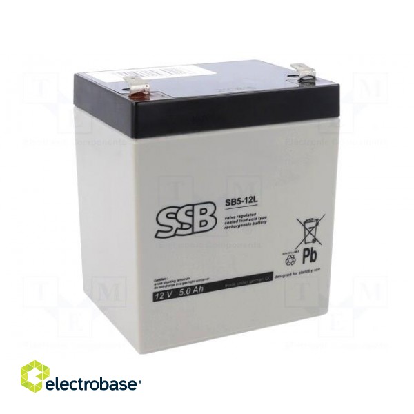 Re-battery: acid-lead | 12V | 5Ah | AGM | maintenance-free | 1.83kg image 1