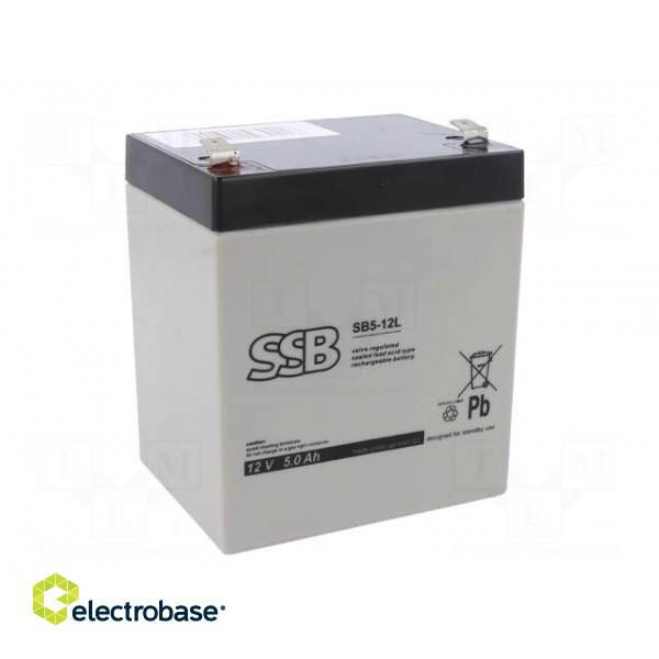 Re-battery: acid-lead | 12V | 5Ah | AGM | maintenance-free image 2