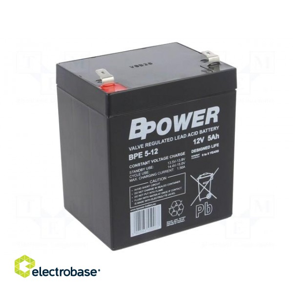 Re-battery: acid-lead | 12V | 5Ah | AGM | maintenance-free | 1.9kg | BPE