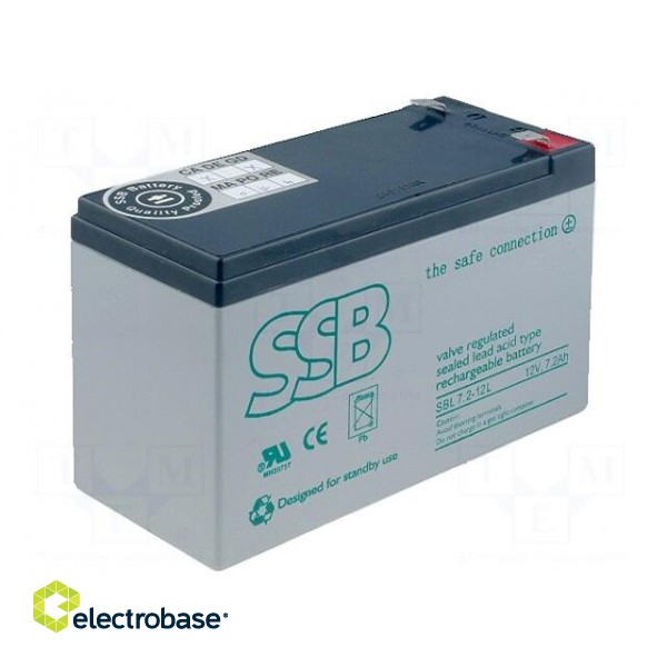 Re-battery: acid-lead | 12V | 7.2Ah | AGM | maintenance-free