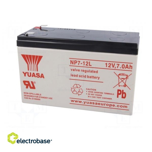 Re-battery: acid-lead | 12V | 7Ah | AGM | maintenance-free | 2.65kg image 3