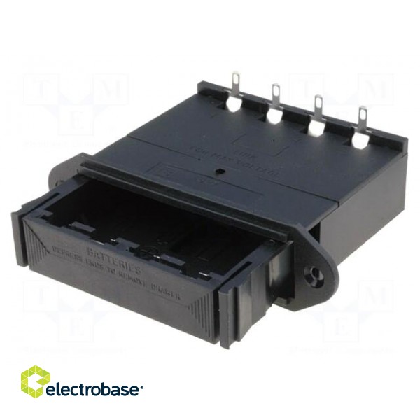 Drawer holder | AA,R6 | Batt.no: 4 | on panel | soldering lugs | black