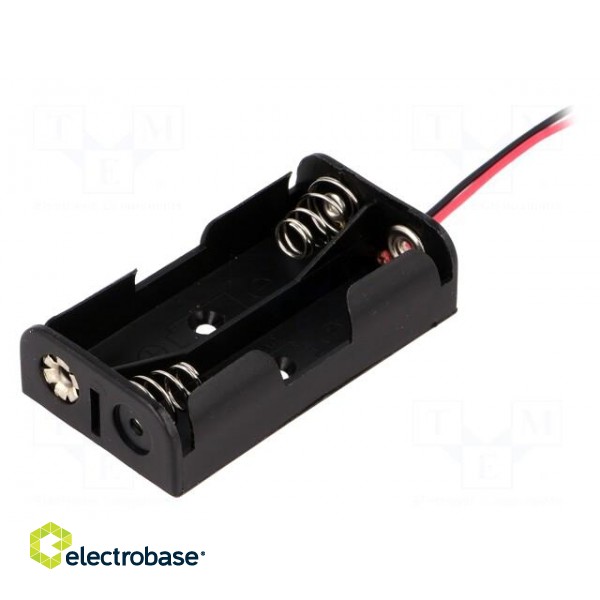 Holder | Leads: cables | Size: AA,R6 | Batt.no: 2 | Colour: black | 150mm image 1