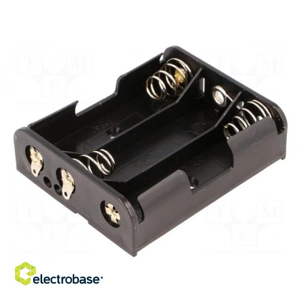Holder | AA,R6 | Batt.no: 3 | soldering lugs | black image 1
